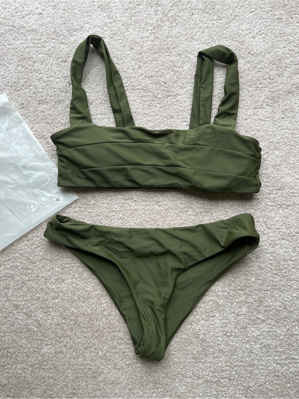 Zaful Olive Green Two-Piece Bikini Set